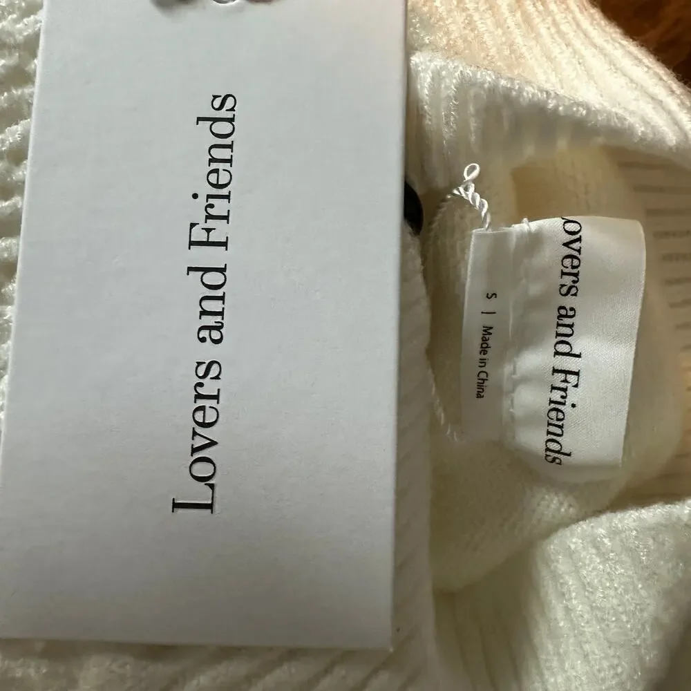 Lovers + Friends White Knit Crop Top SMALL Rhinestone Going Out Revolve $218 NEW - Picture 7 of 8